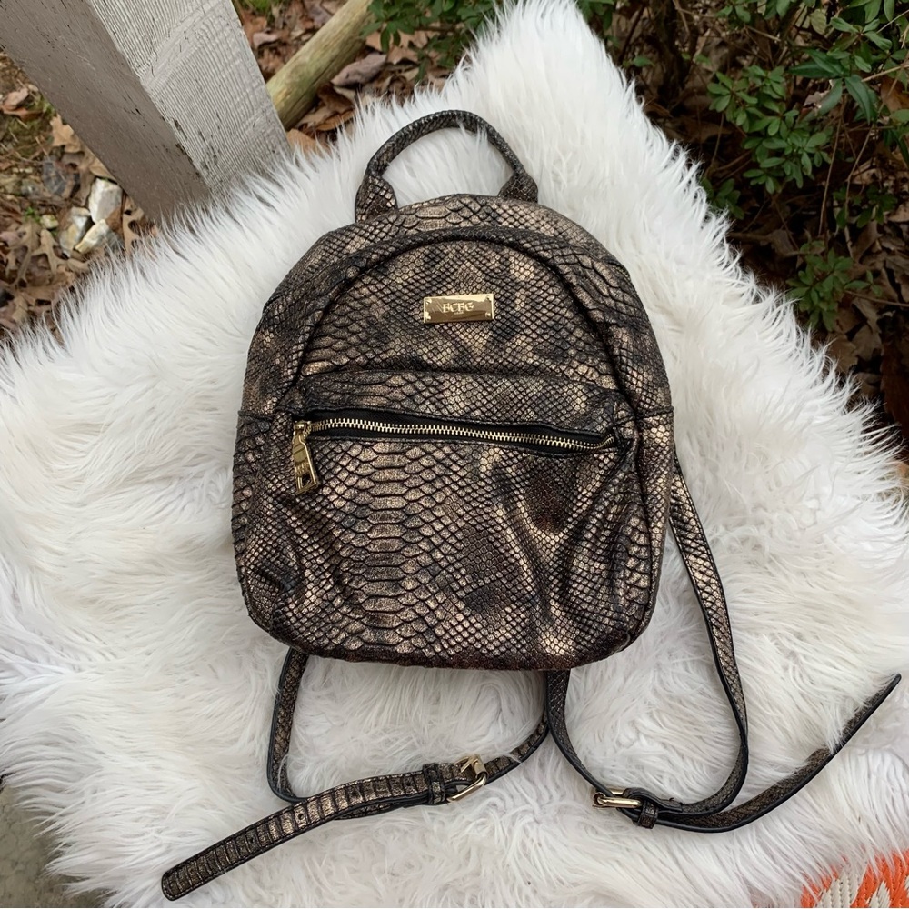 BCBG Paris Bronze Metallic Alligator Snakeskin Mini Backpack
